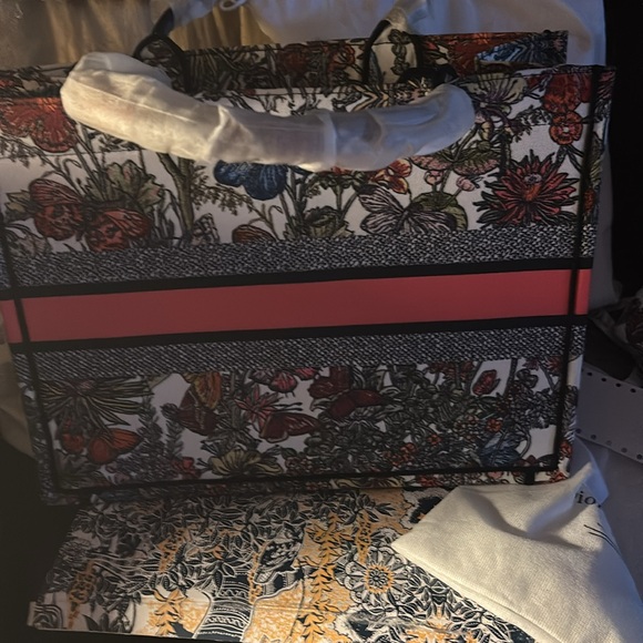 Used CHRISTIAN DIOR Lady D-Lite Florilegio Embroidery 2Way Hand Bag Canvas - Picture 6 of 11